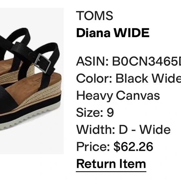 Toms Black Platform Slingback Sandals with White Trim - Picture 5 of 5